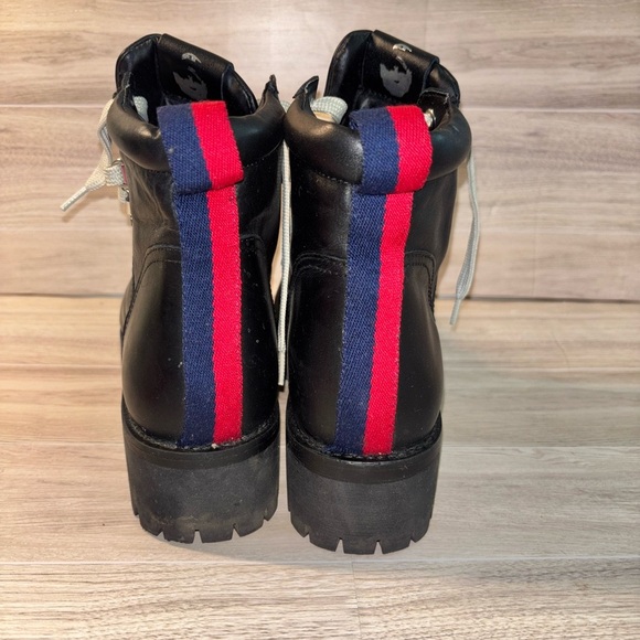 Steve Madden Bam Black Leather Combat Boots - Picture 3 of 9